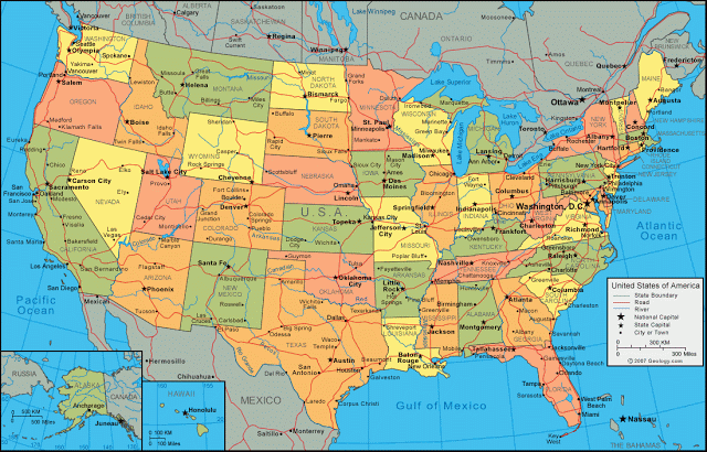 Mapa Completo Dos Estados Unidos Da América Eua