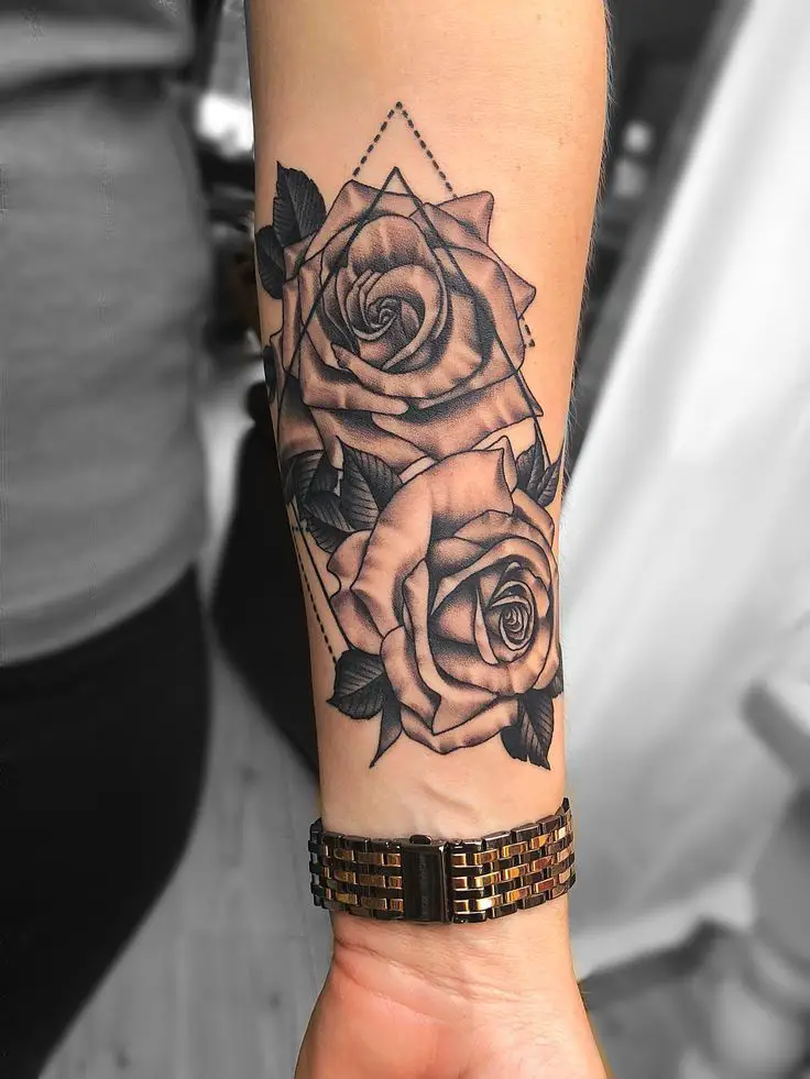 rose tattoo on forearm