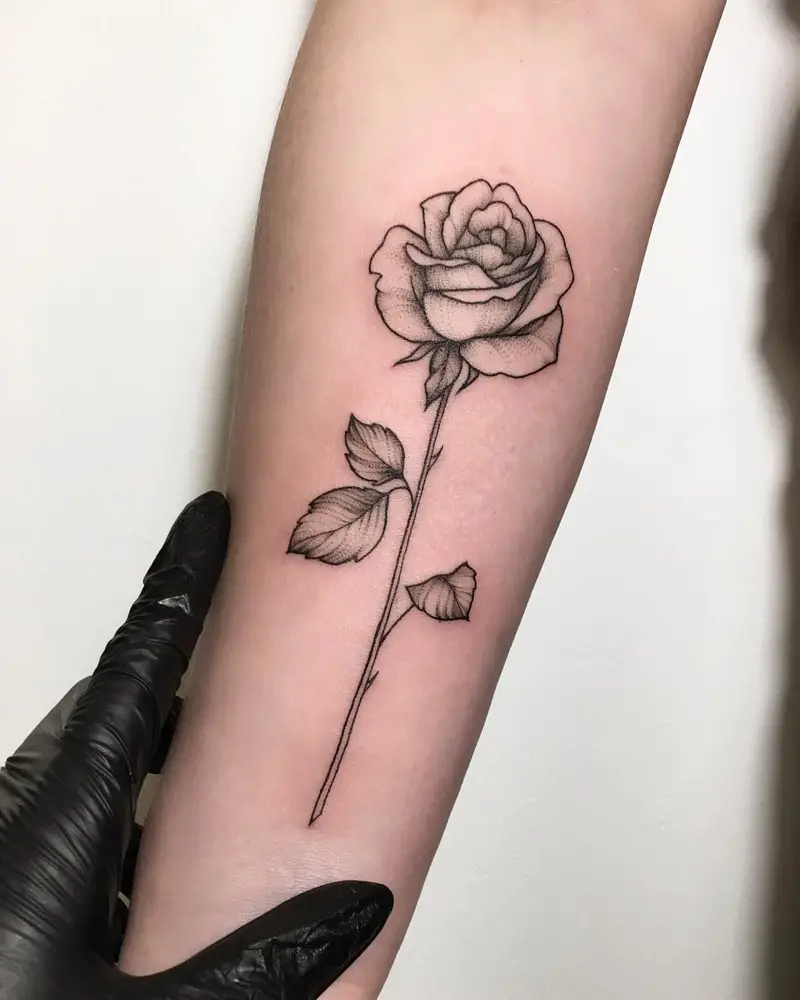 tatuagem de rosa no braço 