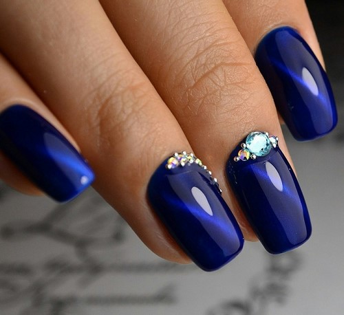 Blue decorated nails