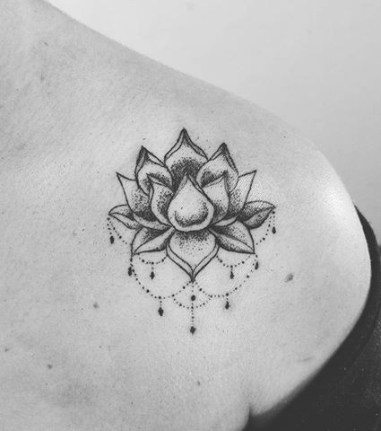 lotus flower tattoo on shoulder