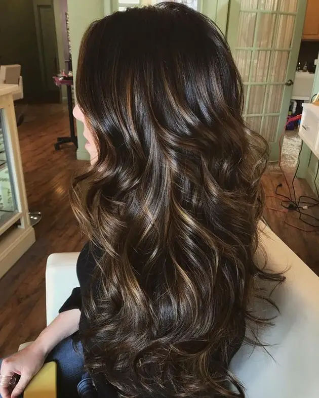 lit brunette female hair