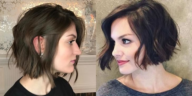 Long bob hair in 2 different angles
