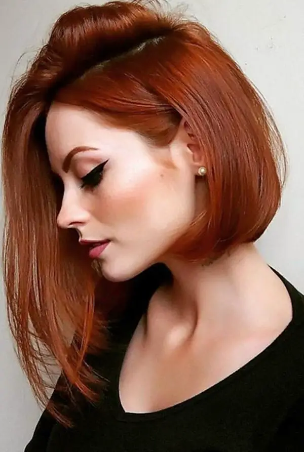 Cabelo long bob ruivo