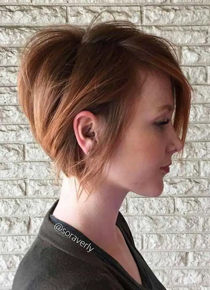 Long bob hair seen from the side