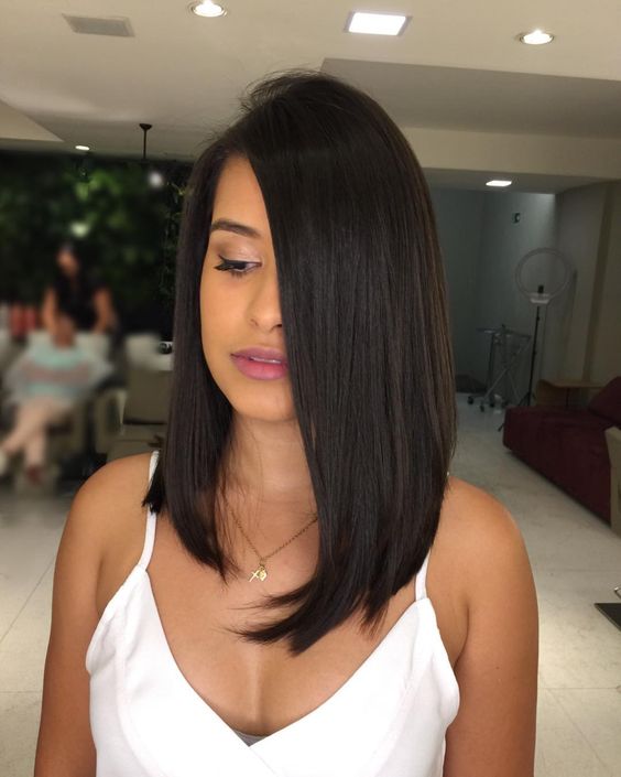 cabelo long bob liso e apaixonante