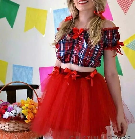 vesta junina skirt with red tulle