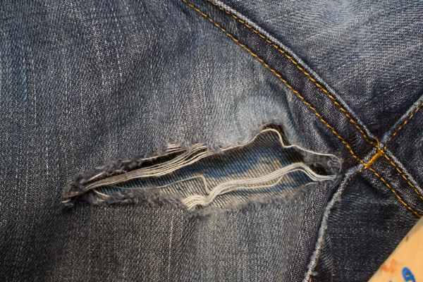 How to patch torn jeans between the legs