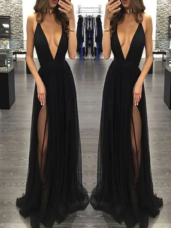 Vestido longo de festa preto