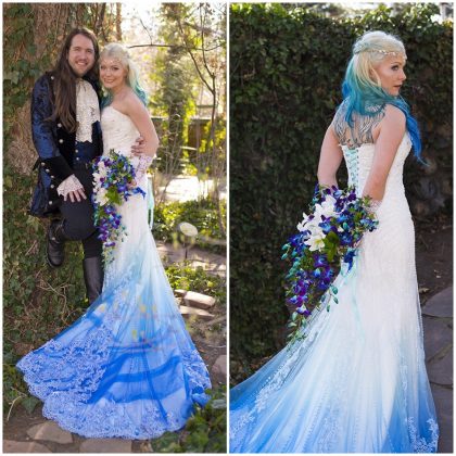 vestido de noiva degrade azul