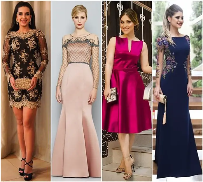 vestidos elegantes para casamento a noite