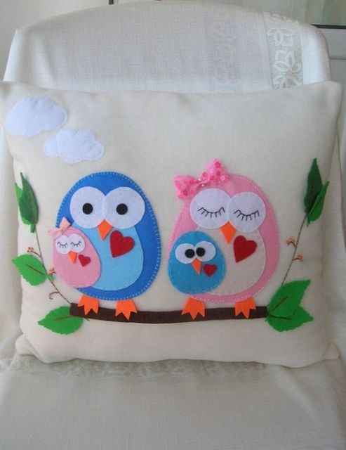 Felt owl pillow