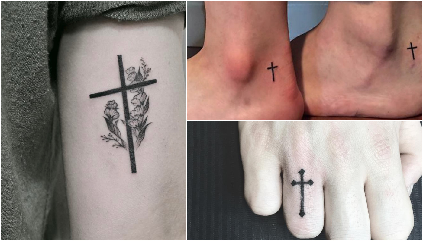 Tatuagem de cruz delicada