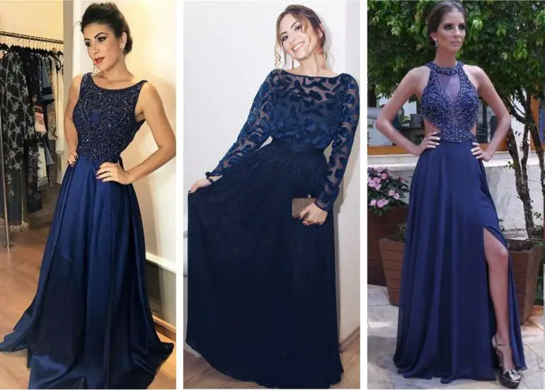 Vestido de madrinha de casamento Azul Marinho